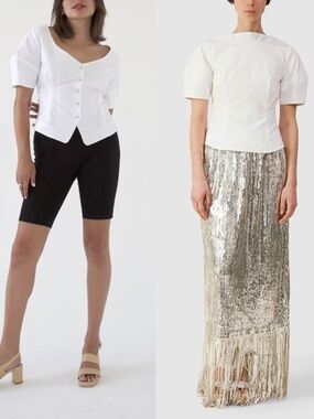Rachel Comey Dillinger reversible white cotton top blouse dress 2 XS S M O/S